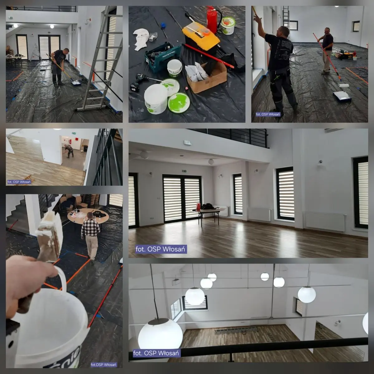 Prace malarskie wykonane w budynku Świetlicy Wiejskiej i garażach Ochotniczej Straży Pożarnej we Włosani 