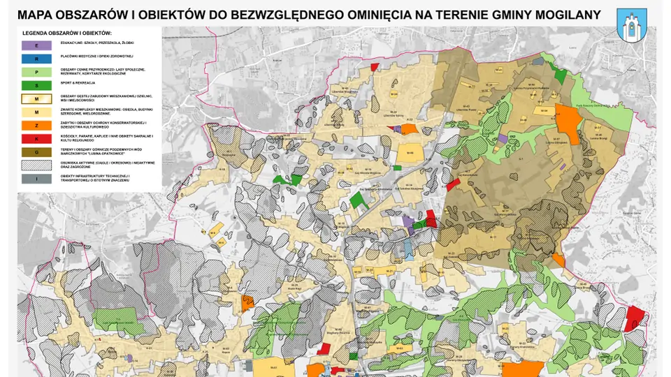 mapa obszarów wykluczonych Gminy Mogilany
