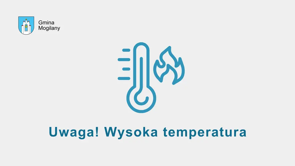 grafika i napis: uwaga! wysokie temperatury
